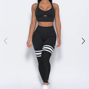 Bombshell Sportswear Black Leggings with White Stripes